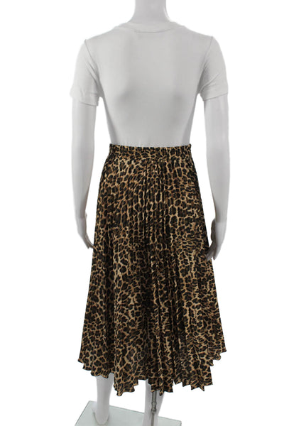 Zara Basic Womens A-Line Pleated Beige Animal Print Midi Skirt Size XS