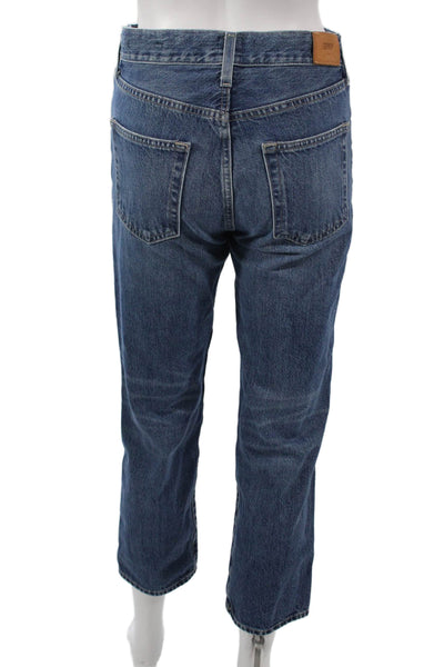 Edwin Womens Ankle Cropped Dark Blue Jeans High Rise Organic Cotton Size 25