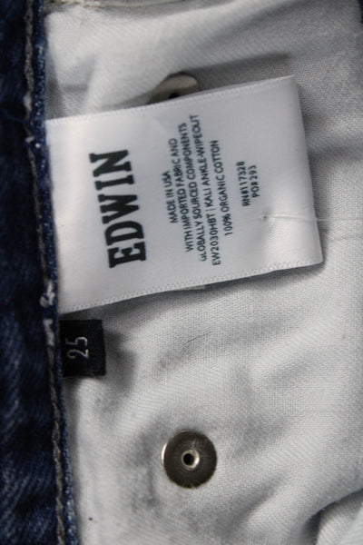 Edwin Womens Ankle Cropped Dark Blue Jeans High Rise Organic Cotton Size 25