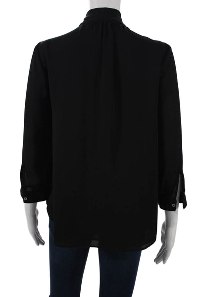 HD In Paris Women Black High Neck Solid 3/4 Sleeve Polyester Blouse Size 2