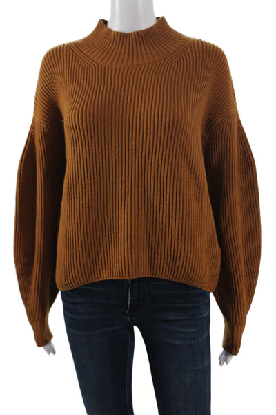 Maeve Anthropologie Womens Pullover Mock Neck Brown Long Sleeve Sweater Size S