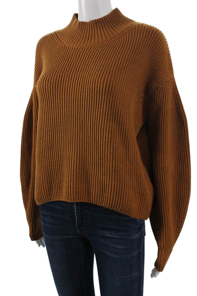 Maeve Anthropologie Womens Pullover Mock Neck Brown Long Sleeve Sweater Size S