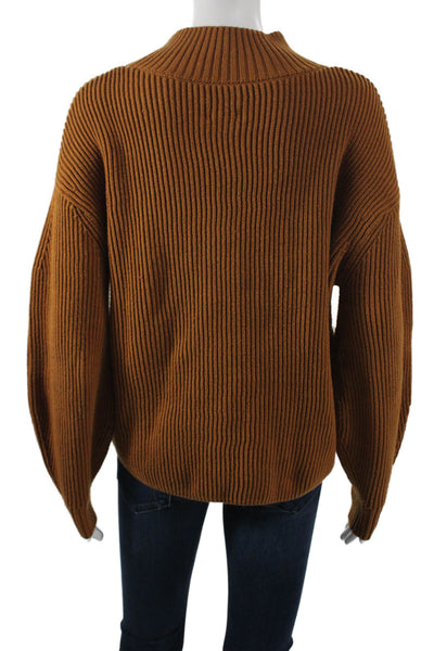 Maeve Anthropologie Womens Pullover Mock Neck Brown Long Sleeve Sweater Size S