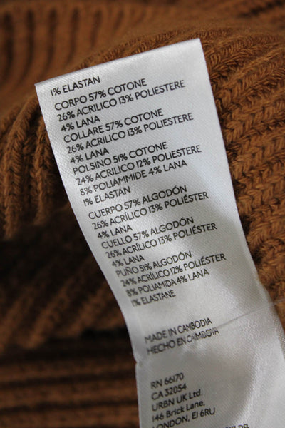Maeve Anthropologie Womens Pullover Mock Neck Brown Long Sleeve Sweater Size S