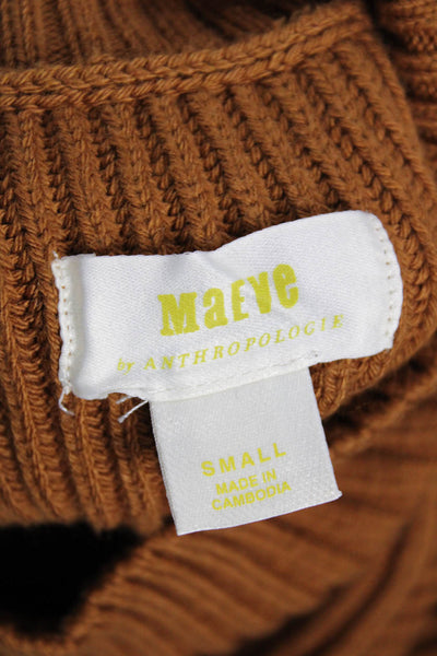 Maeve Anthropologie Womens Pullover Mock Neck Brown Long Sleeve Sweater Size S