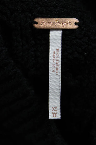 Free People Womens Bohemian Mock Neck Sleeveless Vest Sweater Black Size XS