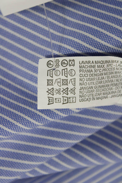 Zara Woman Womens Blue Striped Cotton Long Sleeve Tunic Button-Up Size XS