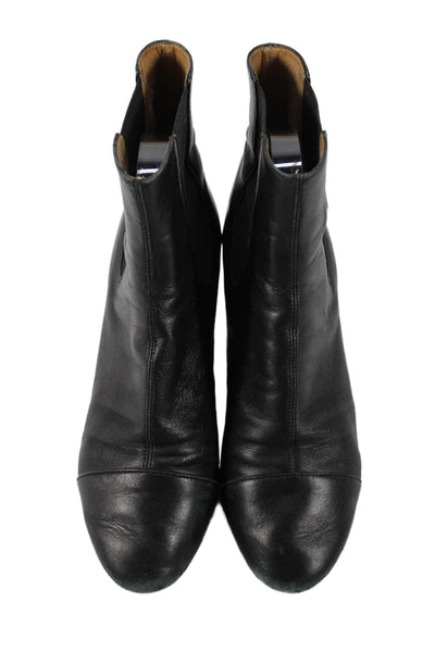 Isabel Marant Womens Leather Stretch Inset Cap Toe Ankle Boots Black Size 36 6