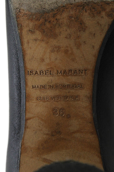 Isabel Marant Womens Leather Stretch Inset Cap Toe Ankle Boots Black Size 36 6