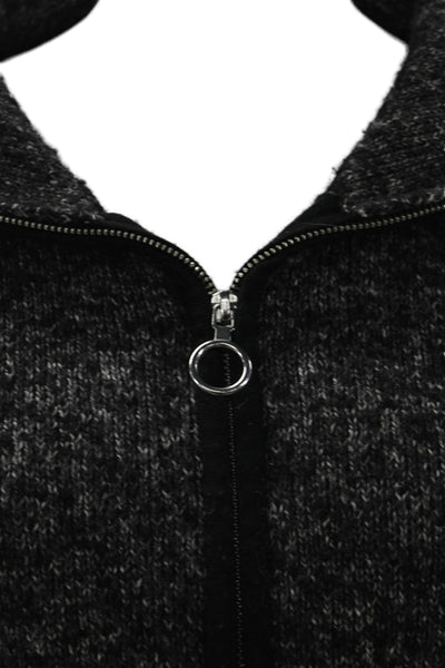 Line Unisex Pullover Mock Neck Sweater Dark Gray Zip Long Sleeve Size XS