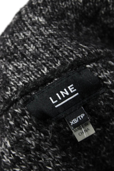 Line Unisex Pullover Mock Neck Sweater Dark Gray Zip Long Sleeve Size XS