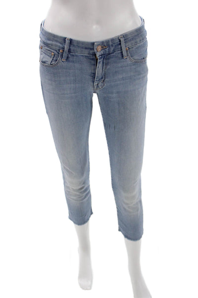 Mother Womens Cropped Skinny Jeans Light Blue Low Rise Size 26