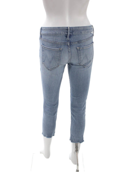 Mother Womens Cropped Skinny Jeans Light Blue Low Rise Size 26