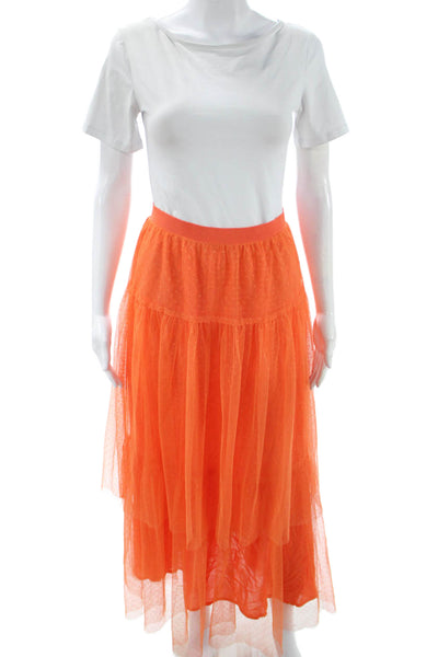 Anthropologie Women Maxi Pettiskirt Orange 100% Polyester Solid Size XS