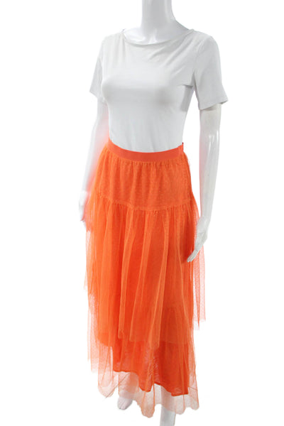 Anthropologie Women Maxi Pettiskirt Orange 100% Polyester Solid Size XS