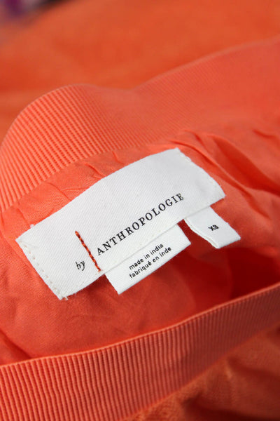 Anthropologie Women Maxi Pettiskirt Orange 100% Polyester Solid Size XS