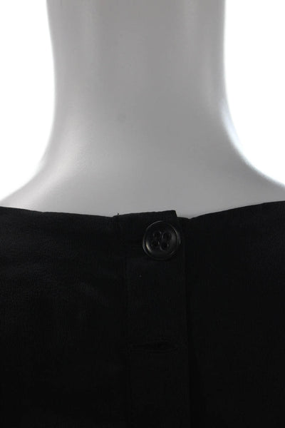 Mayle Women Silk Black Shirt Dress Square Neck Short Sleeve Knee Length Size 2