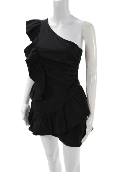 Maeve Anthropologie Women Black Mini Dress 100% Cotton Above Knee Zip Size 2P