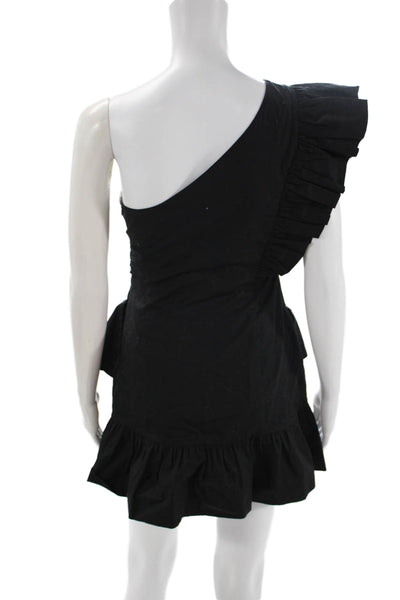 Maeve Anthropologie Women Black Mini Dress 100% Cotton Above Knee Zip Size 2P
