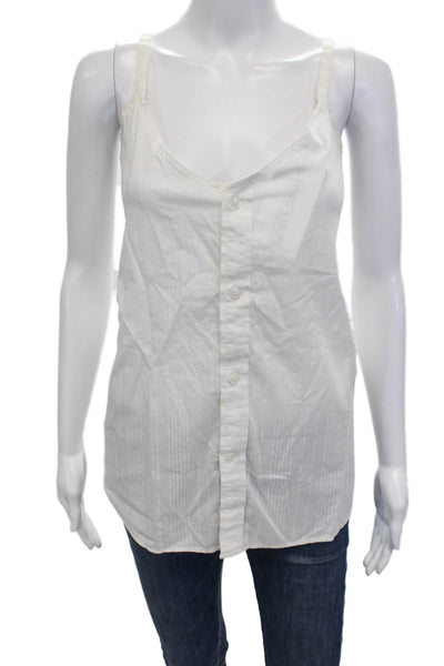 Kate McHale Jensen Women White V Neck Sleeveless Button Up Camisole Size M