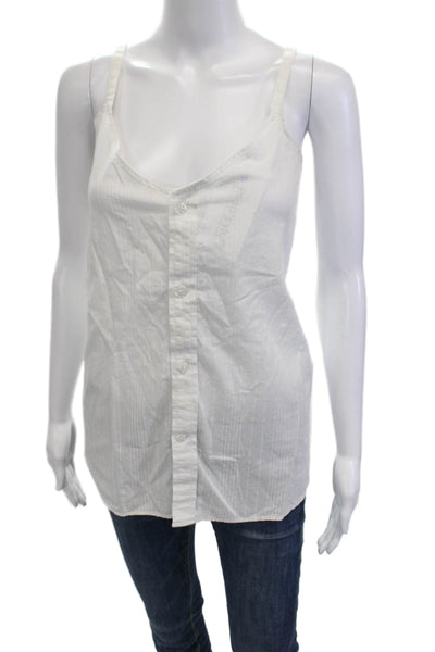 Kate McHale Jensen Women White V Neck Sleeveless Button Up Camisole Size M
