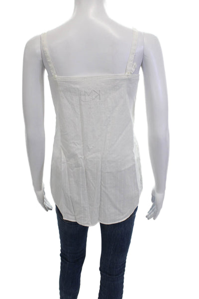 Kate McHale Jensen Women White V Neck Sleeveless Button Up Camisole Size M