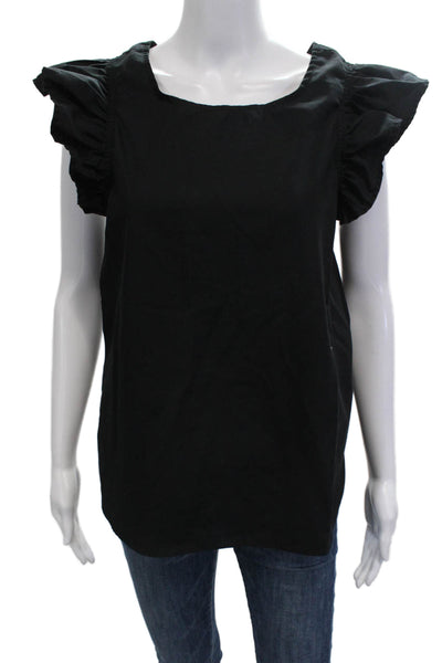 Kate McHale Jensen Womens Black Cotton Square Neck Sleeveless Blouse Size M