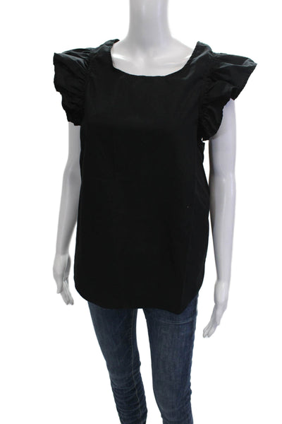 Kate McHale Jensen Womens Black Cotton Square Neck Sleeveless Blouse Size M