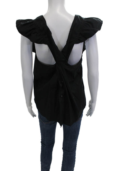 Kate McHale Jensen Womens Black Cotton Square Neck Sleeveless Blouse Size M