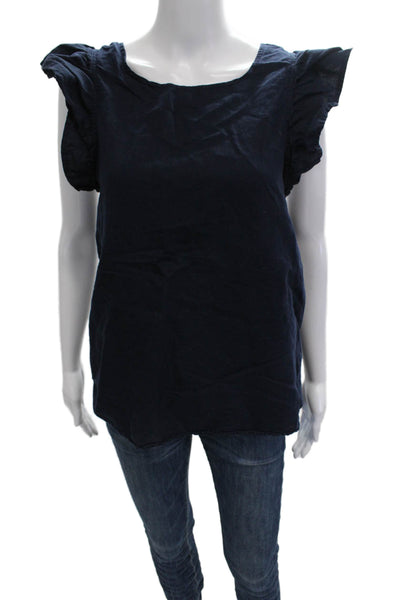 Kate McHale Jensen Women Dark Blue Sleeveless Cotton Blouse Size M