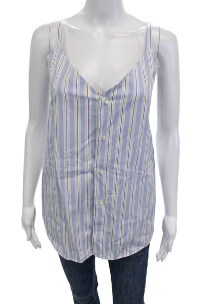 Kate McHale Jensen Women Striped Blue V-Neck Camisole Cotton 90s Size M