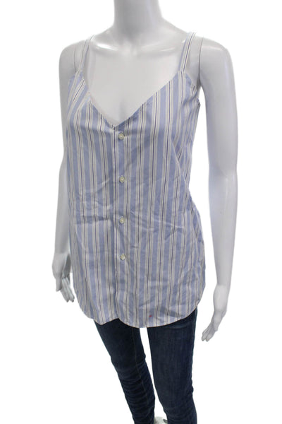 Kate McHale Jensen Women Striped Blue V-Neck Camisole Cotton 90s Size M