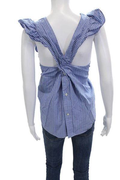 Kate McHale Jensen Women Striped Sleeveless Camisole Blouse Button-Up Size M