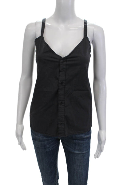 Kate McHale Jensen Women Striped Sleeveless Camisole Blouse Button-Up Size M