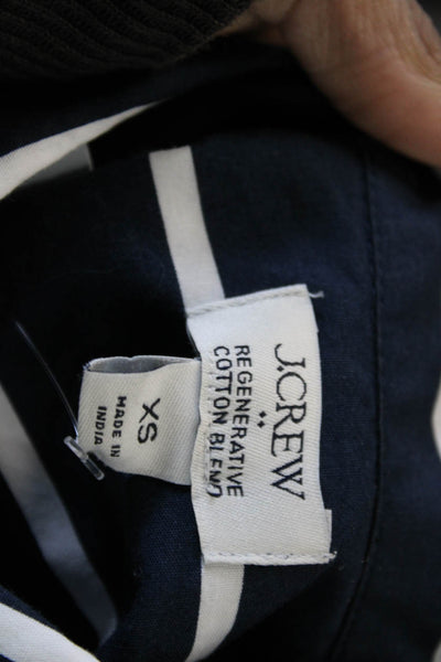J Crew Womens Striped Collared Button Up Top Dark Blue Long Sleeve Size XS