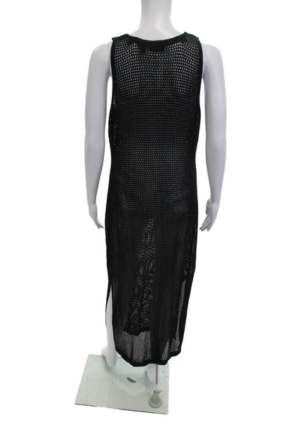 Tahari Womens Black Maxi Tank Dress V Neck Sleeveless Polyester Size M
