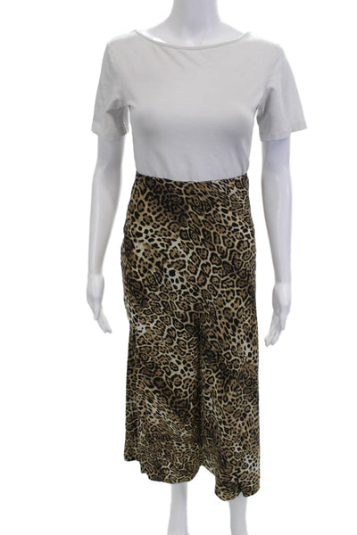 Zara Women A-Line Maxi Beige Animal Print Polyester Skirt Size XS