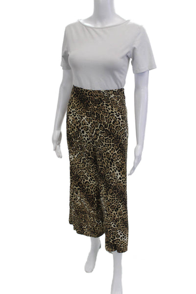 Zara Women A-Line Maxi Beige Animal Print Polyester Skirt Size XS