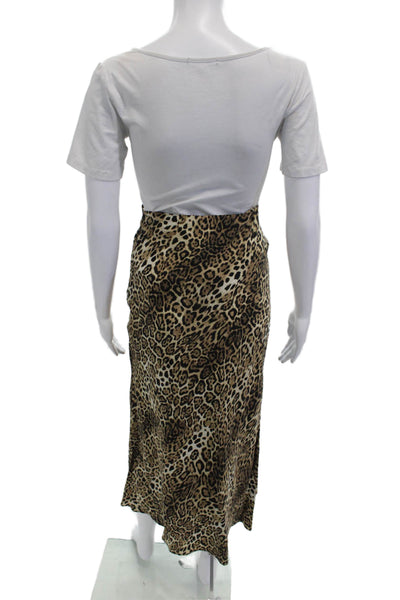 Zara Women A-Line Maxi Beige Animal Print Polyester Skirt Size XS