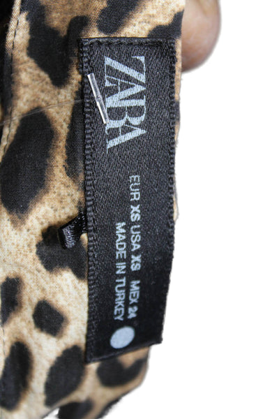 Zara Women A-Line Maxi Beige Animal Print Polyester Skirt Size XS