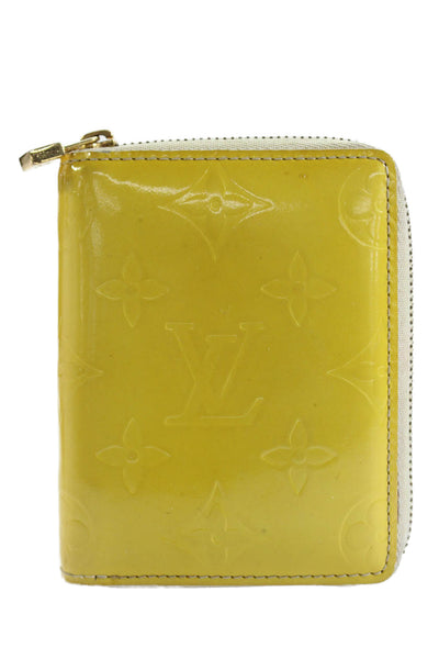 Louis Vuitton Womens Monogram Vernis Leather Compact Zippy Wallet Yellow 4"