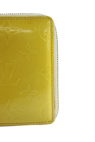 Louis Vuitton Womens Monogram Vernis Leather Compact Zippy Wallet Yellow 4"
