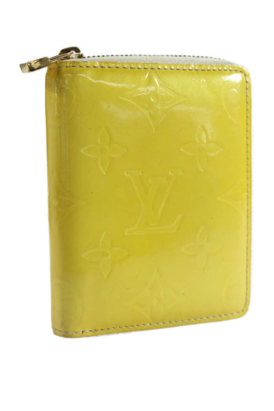 Louis Vuitton Womens Monogram Vernis Leather Compact Zippy Wallet Yellow 4"