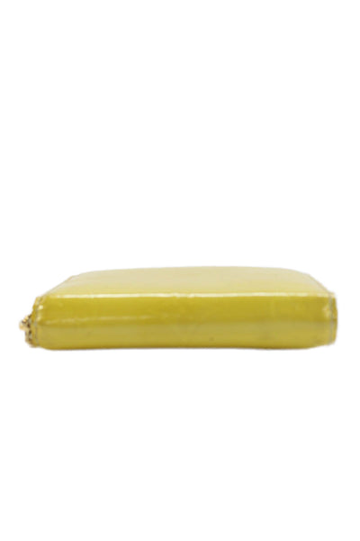 Louis Vuitton Womens Monogram Vernis Leather Compact Zippy Wallet Yellow 4"