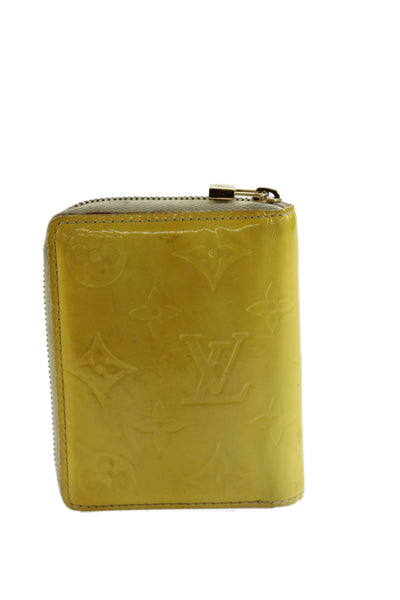 Louis Vuitton Womens Monogram Vernis Leather Compact Zippy Wallet Yellow 4"