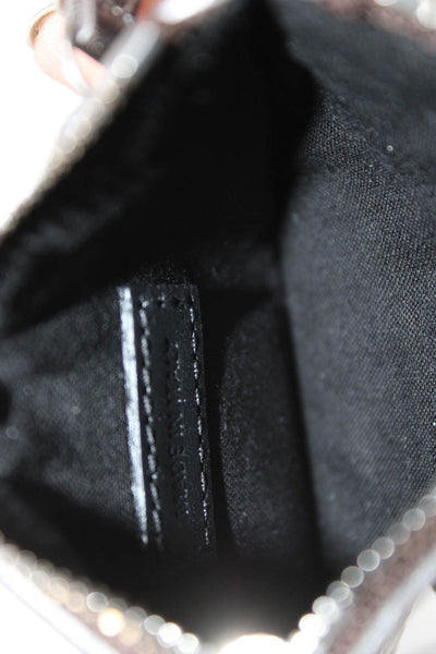 Balenciaga Womens Le Cagole Metallic Crinkle Leather Coin Purse Wristlet Silver