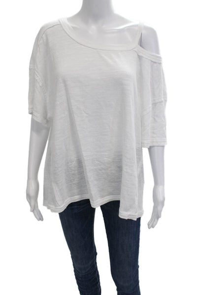 We The Free Womens Basic T-Shirt White Cotton Blend Short Sleeve Size M
