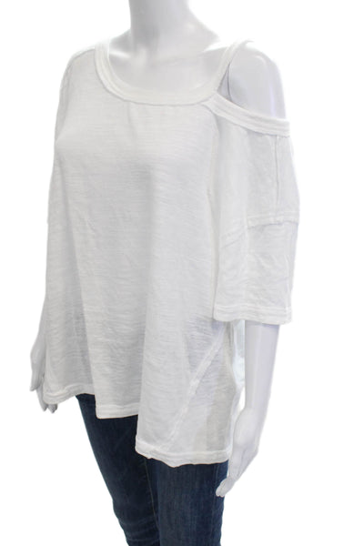 We The Free Womens Basic T-Shirt White Cotton Blend Short Sleeve Size M
