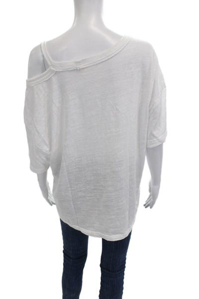 We The Free Womens Basic T-Shirt White Cotton Blend Short Sleeve Size M