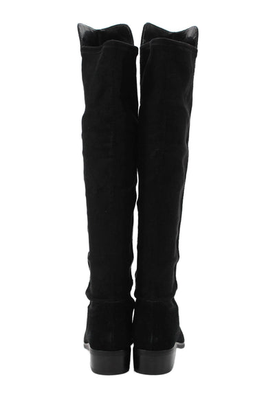 Sole Society Women's Suede Flat Pull-On Knee High Boots Black Size 6